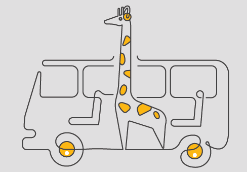 Article illustration: Giraffe sitting on bus